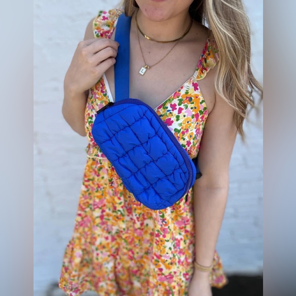 Quilted Bum Bag in Blue